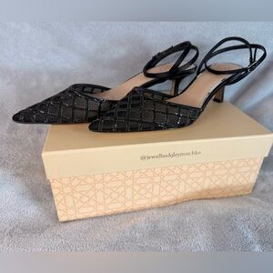Jewel Badgley Mischka Black Glitter Heels